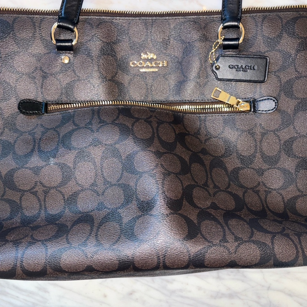 Coach Signature F79609 Gallery Tote Shoulder Bag - Brown/Black Gently Used - Picture 4 of 7